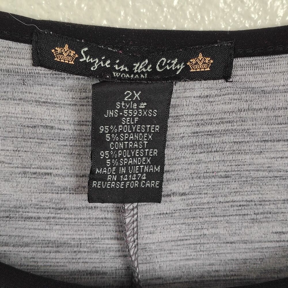 Suzie in the City Womens 2X Top Gray Space Dye Studded Embellished 3/4 Sleeve - Picture 4 of 7